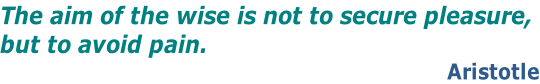 The aim of the wise is not to secure pleasure,  but to avoid pain. Aristotle
